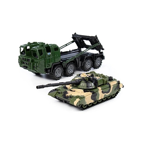 Военный тягач Щит с танком (камуфляж). Арт. 258/1