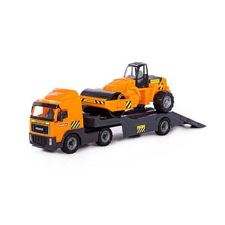 Автомобиль-трейлер + дорожный каток (в сеточке). Арт. 8855