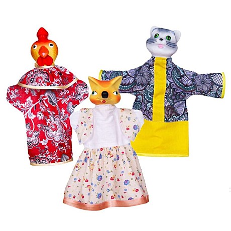 Кукольный театр Кот, лиса и петух (3 персонажа). Арт. СИ-689